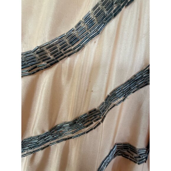 Antique 30's Peach Taffeta Satin Beaded Ruffled Dress AS IS TLC Size XS/S - Picture 10 of 16